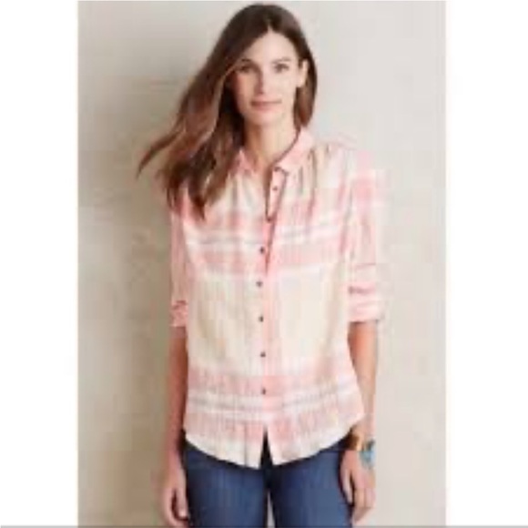 Anthropologie Holding Horses plaid lightweight button up - Picture 1 of 7